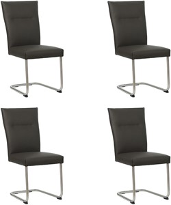 SHOPX HUISCOLLECTIE Set van 4 Donkerbruine leren Retro - poot rond rvs - Hermes Leer Caffe (donkerbruin leer)