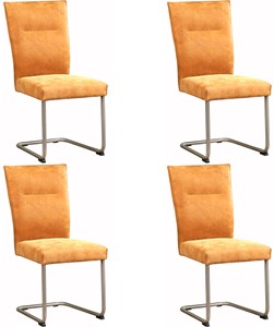 SHOPX HUISCOLLECTIE Set van 4 Leren eetkamerstoelen Retro - Echt leer, , Comfortabel en kies uit meer dan 150+ kleuren - Ontdek de Vele Leersoorten en Kleuren bij ShopX