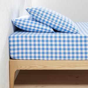 LA REDOUTE INTERIEURS Hoeslaken in katoen, omslag 30 cm, Veldi Blauw