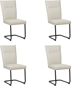 SHOPX HUISCOLLECTIE Crème leren Retro - poot rond zwart - Toledo leer Misty (crème leer)