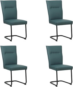SHOPX HUISCOLLECTIE Set van 4 Blauwe leren Retro - poot rond zwart - Toledo Leer Whale (blauw leer)