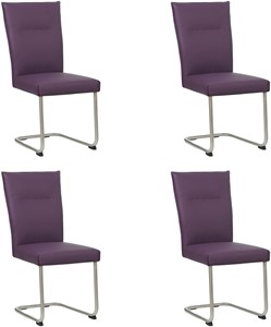 SHOPX HUISCOLLECTIE Set van 4 Paarse leren Retro - poot rond rvs - Toledo Leer Aubergine (paars leer)