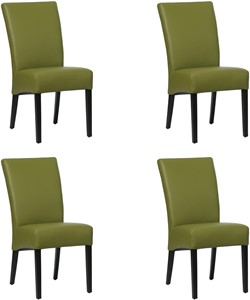SHOPX HUISCOLLECTIE Set van 4 Groene leren landelijke eetkamerstoelen Just - Toledo Leer Apple Green (groen leer)