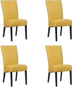 SHOPX HUISCOLLECTIE Set van 4 Gele leren landelijke eetkamerstoelen Just - Toledo Leer Lemon (geel leer)
