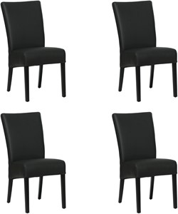 SHOPX HUISCOLLECTIE Set van 4 Zwarte leren landelijke eetkamerstoelen Just - Toledo Leer Nero (zwart leer)