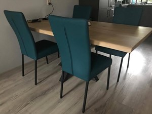 SHOPX HUISCOLLECTIE Set van 4 leren eetkamerstoelen - blauw leer - Echt leer, Modern, ontdek de vele Leersoorten en Kleuren bij ShopX