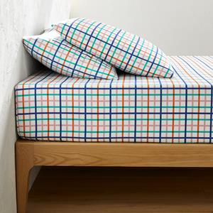 LA REDOUTE INTERIEURS Hoeslaken in katoen, omslag 30 cm, Tabaka Geruit