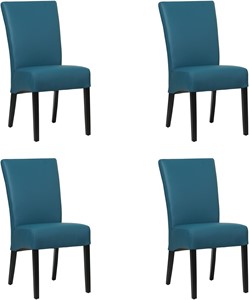 SHOPX HUISCOLLECTIE Set van 4 Blauwe leren landelijke eetkamerstoelen Just - Toledo Leer Turquoise (blauw leer)