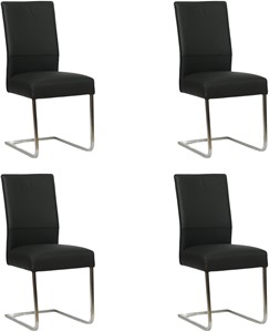 SHOPX HUISCOLLECTIE Set van 4 Zwarte leren Remix - poot vierkant rvs - Toledo Leer Nero (zwart leer)