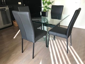 SHOPX HUISCOLLECTIE Set van 4 leren eetkamerstoelen - zwart leer - Echt leer, Modern, ontdek de vele Leersoorten en Kleuren bij ShopX