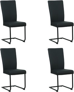 SHOPX HUISCOLLECTIE Set van 4 Zwarte leren industriële eetkamerstoelen Dry - poot rond zwart - Toledo Leer Nero (zwart leer)