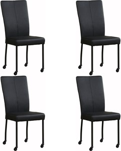 SHOPX HUISCOLLECTIE Set van 4 Leren eetkamerstoelen Deal - met wieltjes - Echt leer, Modern, Comfortabel en kies uit meer dan 150+ kleuren - Ontdek de Vele Leersoorten en Kleuren bij ShopX