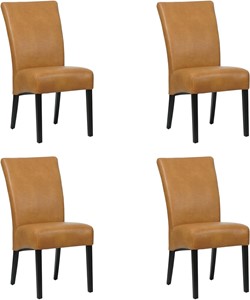 SHOPX HUISCOLLECTIE Set van 4 Cognac leren landelijke eetkamerstoelen Just - Granada leer Sahara (cognac leer)