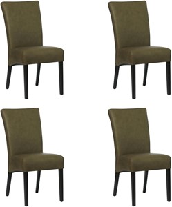 SHOPX HUISCOLLECTIE Set van 4 Groene leren landelijke eetkamerstoelen Just - Rancho Leer Green (groen leer)
