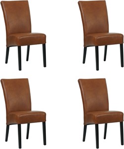 SHOPX HUISCOLLECTIE Set van 4 Cognac leren landelijke eetkamerstoelen Just - Granada leer Savannah (cognac leer)