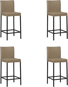 SHOPX HUISCOLLECTIE Set van 4 Taupe leren moderne barkrukken Break - poot vierkant zwart - Hermes Leer Mocca (taupe leer)