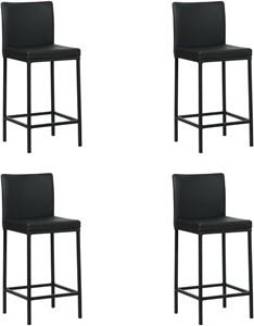 SHOPX HUISCOLLECTIE Set van 4 Zwarte leren moderne barkrukken Break - poot vierkant zwart - Hermes Leer Nero (zwart leer)
