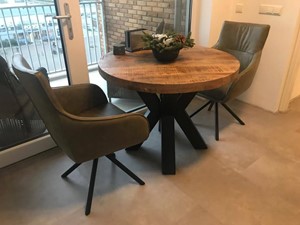 SHOPX HUISCOLLECTIE Set van 6 Set van 2 leren eetkamerstoelen - draaibaar - groen leer - Echt leer, Industrieel, ontdek de vele Leersoorten en Kleuren bij ShopX