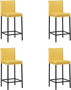 SHOPX HUISCOLLECTIE Set van 4 Gele leren moderne barkrukken Break - poot vierkant zwart - Toledo Leer Giallo (geel leer)