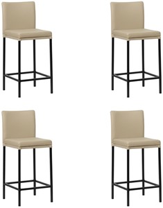 SHOPX HUISCOLLECTIE Set van 4 Taupe leren moderne barkrukken Break - poot vierkant zwart - Toledo Leer Mastic (taupe leer)