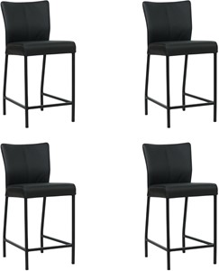 SHOPX HUISCOLLECTIE Set van 4 Zwarte leren moderne barkrukken Revolt - poot vierkant zwart - Toledo Leer Nero (zwart leer)