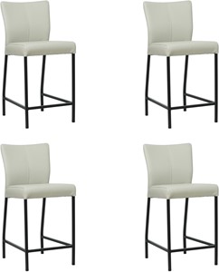 SHOPX HUISCOLLECTIE Set van 4 Lichtgrijze leren moderne barkrukken Revolt - poot vierkant zwart - Toledo Leer Perle (lichtgrijs leer)