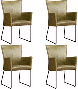 SHOPX HUISCOLLECTIE Set van 4 Leren eetkamerstoelen Mate - met armleuning - Echt leer, Industrieel, Comfortabel en kies uit meer dan 150+ kleuren - Ontdek de Vele Leersoorten en Kleuren bij ShopX