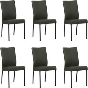 SHOPX HUISCOLLECTIE Set van 6 Donkergroene leren moderne eetkamerstoelen Comfort - Toledo Leer Verde (donkergroen leer)