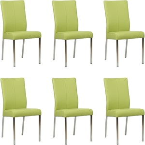 SHOPX HUISCOLLECTIE Set van 6 Felgroene leren moderne eetkamerstoelen Comfort - Toledo Leer Lime (felgroen leer)