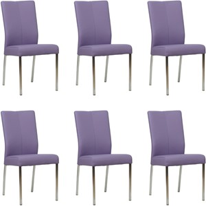 SHOPX HUISCOLLECTIE Set van 6 Lichtpaarse leren moderne eetkamerstoelen Comfort - Toledo Leer Lila (lichtpaars leer)