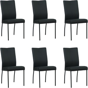 SHOPX HUISCOLLECTIE Set van 6 Zwarte leren moderne eetkamerstoelen Comfort - Toledo Leer Nero (zwart leer)