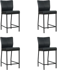 SHOPX HUISCOLLECTIE Zwarte leren moderne barkruk Revolt - poot vierkant zwart - Granada leer Black (zwart leer)