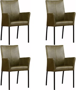 SHOPX HUISCOLLECTIE Set van 4 Leren eetkamerstoelen Comfort - met armleuning - Echt leer, Modern, Comfortabel en kies uit meer dan 150+ kleuren - Ontdek de Vele Leersoorten en Kleuren bij ShopX