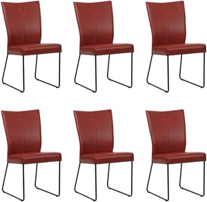 SHOPX HUISCOLLECTIE Set van 6 Rode leren industriële eetkamerstoelen Mate - Granada leer Rouge (rood leer)