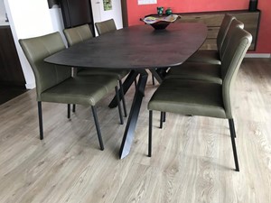 SHOPX HUISCOLLECTIE Set van 6 leren eetkamerstoelen - groen leer - Echt leer, Modern, ontdek de vele Leersoorten en Kleuren bij ShopX