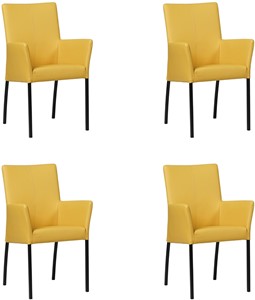 SHOPX HUISCOLLECTIE Set van 4 Gele leren moderne eetkamerstoelen Comfort - Toledo Leer Giallo (geel leer)