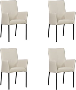 SHOPX HUISCOLLECTIE Crème leren moderne eetkamerstoel Comfort - Toledo leer Misty (crème leer)
