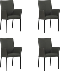 SHOPX HUISCOLLECTIE Set van 4 Donkergrijze leren moderne eetkamerstoelen Comfort - Toledo Leer Antracite (donkergrijs leer)