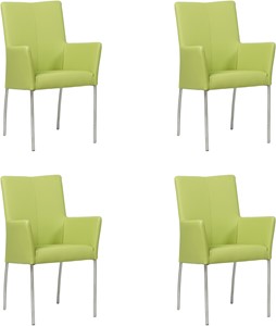 SHOPX HUISCOLLECTIE Set van 4 Felgroene leren moderne eetkamerstoelen Comfort - Toledo Leer Lime (felgroen leer)
