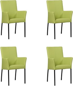 SHOPX HUISCOLLECTIE Set van 4 Felgroene leren moderne eetkamerstoelen Comfort - Toledo Leer Lime (felgroen leer)