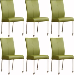 SHOPX HUISCOLLECTIE Set van 6 Leren eetkamerstoelen Comfort - met wieltjes - Echt leer, Modern, Comfortabel en kies uit meer dan 150+ kleuren - Ontdek de Vele Leersoorten en Kleuren bij ShopX
