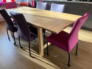 SHOPX HUISCOLLECTIE Set van 6 leren eetkamerstoelen - met wieltjes - verschillende kleuren paars - Echt leer, Modern, ontdek de vele Leersoorten en Kleuren bij ShopX