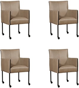 SHOPX HUISCOLLECTIE Set van 4 Leren eetkamerstoelen More - met wieltjes - Echt leer, Modern, Comfortabel en kies uit meer dan 150+ kleuren - Ontdek de Vele Leersoorten en Kleuren bij ShopX