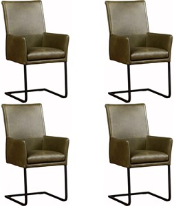 SHOPX HUISCOLLECTIE Set van 4 Leren eetkamerstoelen Ruler - met armleuning - Echt leer, , Comfortabel en kies uit meer dan 150+ kleuren - Ontdek de Vele Leersoorten en Kleuren bij ShopX