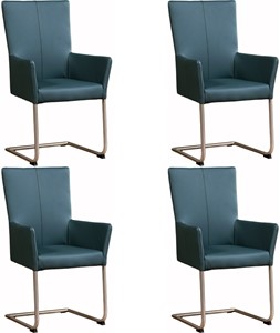 SHOPX HUISCOLLECTIE Set van 4 Leren eetkamerstoelen Dry - met armleuning - Echt leer, Industrieel, Comfortabel en kies uit meer dan 150+ kleuren - Ontdek de Vele Leersoorten en Kleuren bij ShopX