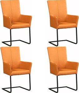 SHOPX HUISCOLLECTIE Set van 4 Leren eetkamerstoelen Dare - met armleuning - Echt leer, Industrieel, Comfortabel en kies uit meer dan 150+ kleuren - Ontdek de Vele Leersoorten en Kleuren bij ShopX
