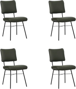 SHOPX HUISCOLLECTIE Set van 4 Donkergroene leren industriële design eetkamerstoelen Solid - Toledo Leer Verde (donkergroen leer)