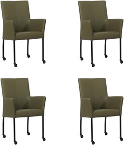 SHOPX HUISCOLLECTIE Set van 4 Olijfgroene leren moderne eetkamerstoelen Comfort - Toledo Leer Olive (olijfgroen leer)