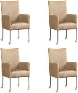SHOPX HUISCOLLECTIE Set van 4 Leren eetkamerstoelen Spark - met wieltjes - Echt leer, Modern, Comfortabel en kies uit meer dan 150+ kleuren - Ontdek de Vele Leersoorten en Kleuren bij ShopX