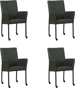 SHOPX HUISCOLLECTIE Set van 4 Donkergroene leren moderne eetkamerstoelen Comfort - Toledo Leer Verde (donkergroen leer)